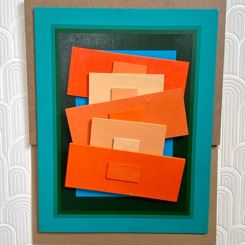 12x15in 3D Geometric Wood Wall Art Mid Century Modern Home Decor Handmade